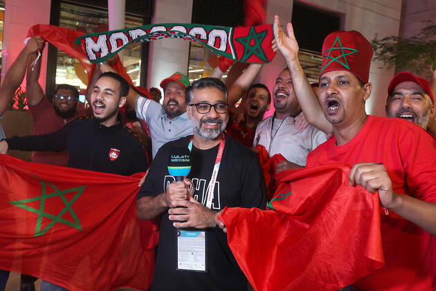 FIFA WM 2022, Marokko - Spanien, Marokko Fans feiern in Doha