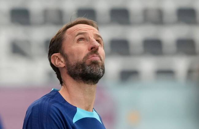 Mandatory Credit: Photo by Dave Shopland Shutterstock (13652017a) Manager Gareth Southgate England Training and press conference, PK, Pressekonferenz FIFA World Cup, WM, Weltmeisterschaft, Fussball 2022, Football, Al Wakrah Sports Complex, Al Wakrah, Qatar - 07 Dec 2022 Editorial Use Only England Training and Press Conference, FIFA World Cup 2022, Football, Al Wakrah Sports Complex, Al Wakrah, Qatar - 07 Dec 2022 Editorial Use Only Copyright: xDavexShopland Shutterstockx 13652017a