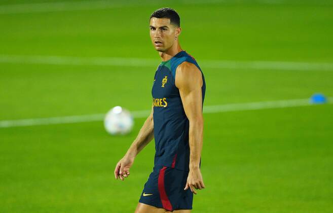 Mandatory Credit: Photo by Javier Garcia Shutterstock (13655708au) Cristiano Ronaldo of Portugal during training Portugal Training, FIFA World Cup, WM, Weltmeisterschaft, Fussball 2022, Football, Al Shahaniya SC Training Site, Al Shahaniya, Qatar - 08 Dec 2022 Editorial Use Only Portugal Training, FIFA World Cup 2022, Football, Al Shahaniya SC Training Site, Al Shahaniya, Qatar - 08 Dec 2022 Editorial Use Only Copyright: xJavierxGarcia Shutterstockx 13655708au