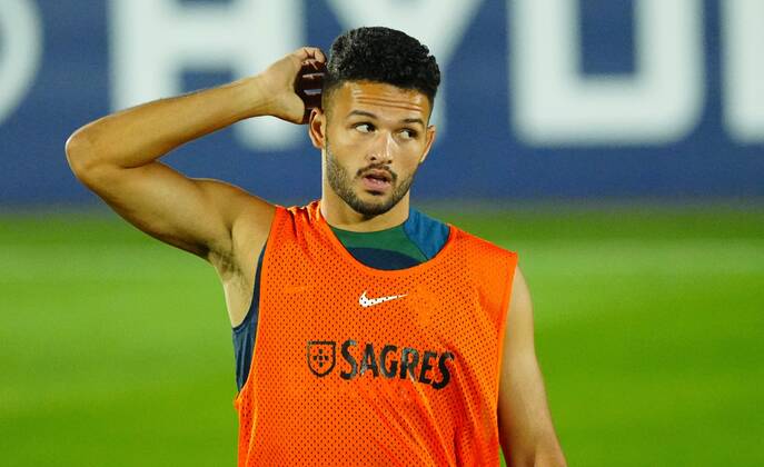 Mandatory Credit: Photo by Javier Garcia Shutterstock (13655708bc) Goncalo Ramos of Portugal during training Portugal Training, FIFA World Cup, WM, Weltmeisterschaft, Fussball 2022, Football, Al Shahaniya SC Training Site, Al Shahaniya, Qatar - 08 Dec 2022 Editorial Use Only Portugal Training, FIFA World Cup 2022, Football, Al Shahaniya SC Training Site, Al Shahaniya, Qatar - 08 Dec 2022 Editorial Use Only Copyright: xJavierxGarcia Shutterstockx 13655708bc