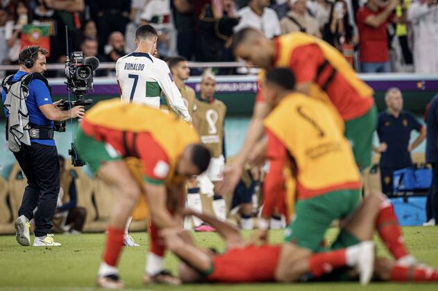 morocco vs portugal DOHA, CA - 10.12.2022: MOROCCO VS PORTUGAL - CRISTIANO RONALDO of Portugal leaves the field after being eliminated by Morocco in a match between Morocco and Portugal, valid for the quarterfinals of the World Cup, held at the Al Thumama Stadium in Doha, Qatar. (Photo: Marcelo Machado de Melo Fotoarena) x2308625x  MarceloxMachadoxdexMelo