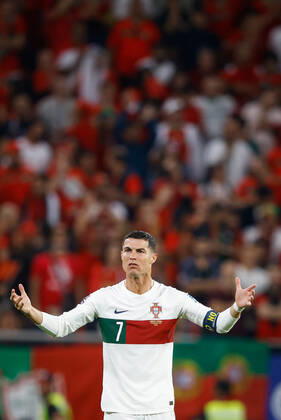 morocco vs portugal DOHA, CA - 10.12.2022: MOROCCO VS PORTUGAL - CRISTIANO RONALDO of Portugal during the match between Morocco and Portugal, valid for the quarterfinals of the World Cup, held at the Al Thumama Stadium in Doha, Qatar. (Photo: Rodolfo Buhrer La Imagem Fotoarena) x2308633x  RodolfoxBuhrer