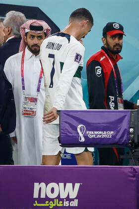 morocco vs portugal DOHA, CA - 10.12.2022: MOROCCO VS PORTUGAL - CRISTIANO RONALDO of Portugal leaves the field crying after the match between Morocco and Portugal, valid for the quarterfinals of the World Cup, held at the Al Thumama Stadium in Doha, Qatar. (Photo: Rodolfo Buhrer La Imagem Fotoarena) x2308659x  RodolfoxBuhrer