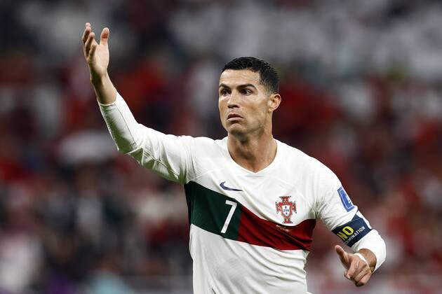 DOHA Cristiano Ronaldo of Portugal during the FIFA World Cup Qatar 2022 quarterfinal match between Morocco and Portugal at Al Thumama Stadium on December 10, 2022 in Doha, Qatar ANP KOEN VAN WEEL netherlands out belgium out Doha xVIxxIVx 459212189 originalFilename: 0196378540st