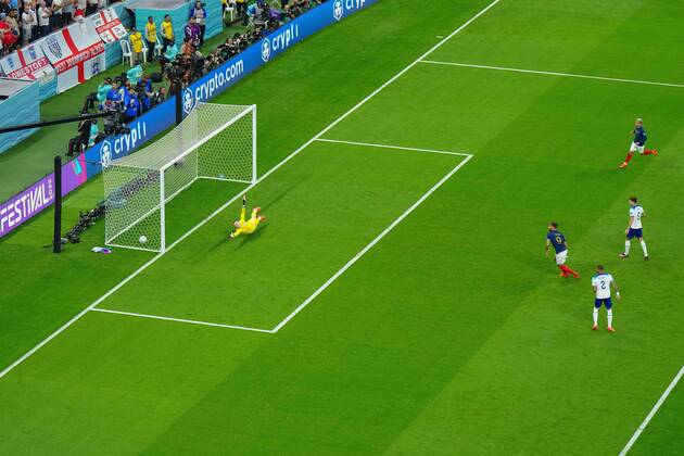 Mandatory Credit: Photo by Javier Garcia Shutterstock (13655768aj) England goalkeeper Jordan Pickford concedes the opening goal scored by Aurelien Tchouameni of France England v France, FIFA World Cup, WM, Weltmeisterschaft, Fussball 2022, Quarter Final, Football, Al Bayt Stadium, Al Khor, Qatar - 10 Dec 2022 Editorial Use Only England v France, FIFA World Cup 2022, Quarter Final, Football, Al Bayt Stadium, Al Khor, Qatar - 10 Dec 2022 Editorial Use Only Copyright: xJavierxGarcia Shutterstockx 13655768aj