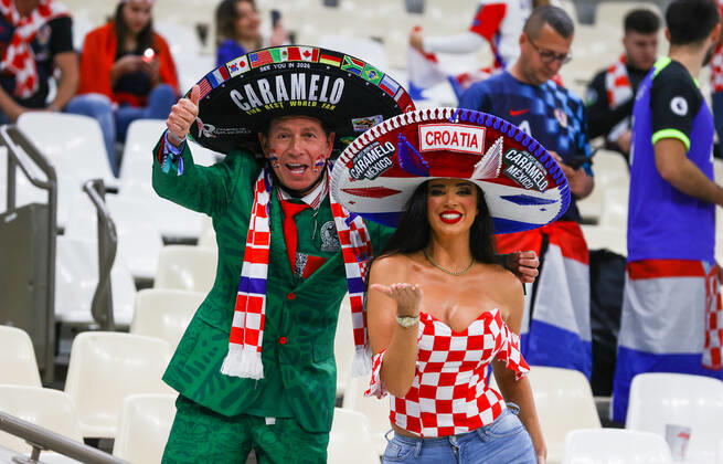 Mandatory Credit: Photo by Kieran McManus Shutterstock (13661829e) Croatian Super fan Ivana Knoll makes her usual appearance in the stands along with fellow super fan Caramelo from Mexico Argentina v Croatia, FIFA World Cup, WM, Weltmeisterschaft, Fussball 2022, Semi Final, Football, Lusail Stadium, Al Daayen, Qatar - 13 Dec 2022 Editorial Use Only Argentina v Croatia, FIFA World Cup 2022, Semi Final, Football, Lusail Stadium, Al Daayen, Qatar - 13 Dec 2022 Editorial Use Only  Copyright: xKieranxMcManus Shutterstockx 13661829e