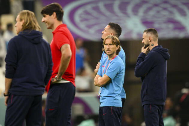 reconnaissance du terrain - MODRIC Luka (CRO) FOOTBALL : Argentine vs Croatie - 1 2 finale - coupe du Monde Qatar 2022 - 13 12 2022 JBAutissier Panoramic 
