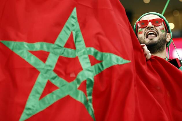 AL KHOR Supporters of Morocco during the FIFA World Cup Qatar 2022 Semifinal match between France and Morocco at Al Bayt Stadium on December 14, 2022 in Al Khor, Qatar AP Dutch Height MAURICE OF STONE FIFA World Cup Qatar 2022 2022 xVIxANPxSportx xMauricexvanxSteenxWKxIVx 459420119 originalFilename: 459420119.jpg