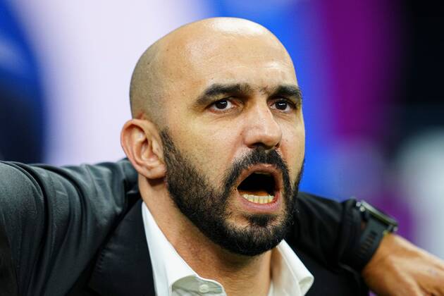 Mandatory Credit: Photo by Javier Garcia Shutterstock (13661842j) Morocco manager Walid Regragui during the National Anthem France v Morocco, FIFA World Cup, WM, Weltmeisterschaft, Fussball 2022, Semi Final, Football, Al Bayt Stadium, Al Khor, Qatar - 14 Dec 2022 Editorial Use Only France v Morocco, FIFA World Cup 2022, Semi Final, Football, Al Bayt Stadium, Al Khor, Qatar - 14 Dec 2022 Editorial Use Only Copyright: xJavierxGarcia Shutterstockx 13661842j