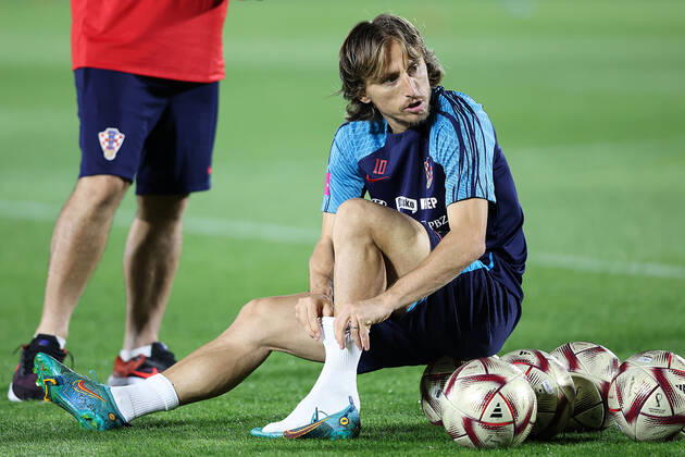 Sport Bilder des Tages Training of the Croatian national football team Luka Modric during the training of the Croatian national football team at Al Ersal 3 camp in Doha, Qatar on December 15, 2022. GoranxStanzl PIXSELL