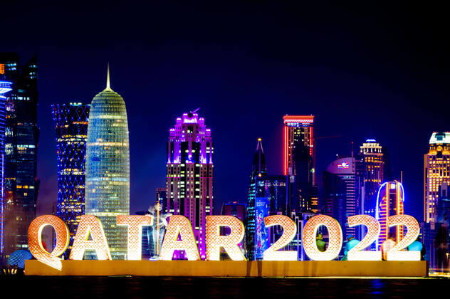 FIFA WM 2022, Impressionen bei Nacht von Doha, Katar
