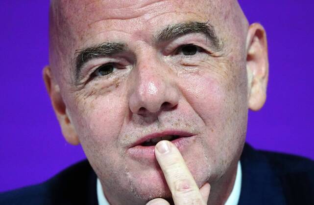 Mandatory Credit: Photo by Javier Garcia Shutterstock (13670212au) FIFA President Gianni Infantino speaks during the press conference, PK, Pressekonferenz FIFA Press Conference, FIFA World Cup, WM, Weltmeisterschaft, Fussball 2022, Football, Qatar National Convention Centre, Doha, Qatar - 16 Dec 2022 Editorial Use Only FIFA Press Conference, FIFA World Cup 2022, Football, Qatar National Convention Centre, Doha, Qatar - 16 Dec 2022 Editorial Use Only Copyright: xJavierxGarcia Shutterstockx 13670212au