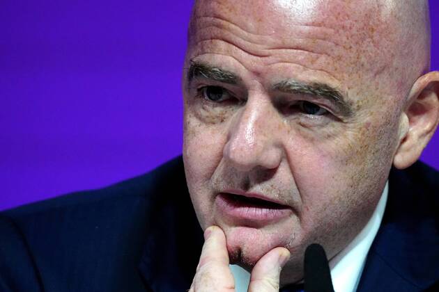 Mandatory Credit: Photo by Javier Garcia Shutterstock (13670212ay) FIFA President Gianni Infantino speaks during the press conference, PK, Pressekonferenz FIFA Press Conference, FIFA World Cup, WM, Weltmeisterschaft, Fussball 2022, Football, Qatar National Convention Centre, Doha, Qatar - 16 Dec 2022 Editorial Use Only FIFA Press Conference, FIFA World Cup 2022, Football, Qatar National Convention Centre, Doha, Qatar - 16 Dec 2022 Editorial Use Only Copyright: xJavierxGarcia Shutterstockx 13670212ay