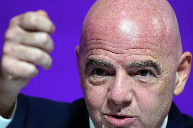Mandatory Credit: Photo by Javier Garcia Shutterstock (13670212bb) FIFA President Gianni Infantino speaks during the press conference, PK, Pressekonferenz FIFA Press Conference, FIFA World Cup, WM, Weltmeisterschaft, Fussball 2022, Football, Qatar National Convention Centre, Doha, Qatar - 16 Dec 2022 Editorial Use Only FIFA Press Conference, FIFA World Cup 2022, Football, Qatar National Convention Centre, Doha, Qatar - 16 Dec 2022 Editorial Use Only Copyright: xJavierxGarcia Shutterstockx 13670212bb