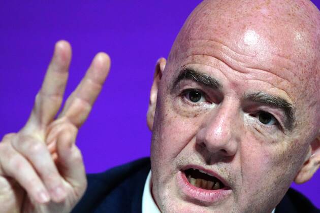 Mandatory Credit: Photo by Javier Garcia Shutterstock (13670212bq) FIFA President Gianni Infantino speaks during the press conference, PK, Pressekonferenz FIFA Press Conference, FIFA World Cup, WM, Weltmeisterschaft, Fussball 2022, Football, Qatar National Convention Centre, Doha, Qatar - 16 Dec 2022 Editorial Use Only FIFA Press Conference, FIFA World Cup 2022, Football, Qatar National Convention Centre, Doha, Qatar - 16 Dec 2022 Editorial Use Only Copyright: xJavierxGarcia Shutterstockx 13670212bq