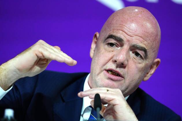 Mandatory Credit: Photo by Javier Garcia Shutterstock (13670212bx) FIFA President Gianni Infantino speaks during the press conference, PK, Pressekonferenz FIFA Press Conference, FIFA World Cup, WM, Weltmeisterschaft, Fussball 2022, Football, Qatar National Convention Centre, Doha, Qatar - 16 Dec 2022 Editorial Use Only FIFA Press Conference, FIFA World Cup 2022, Football, Qatar National Convention Centre, Doha, Qatar - 16 Dec 2022 Editorial Use Only Copyright: xJavierxGarcia Shutterstockx 13670212bx