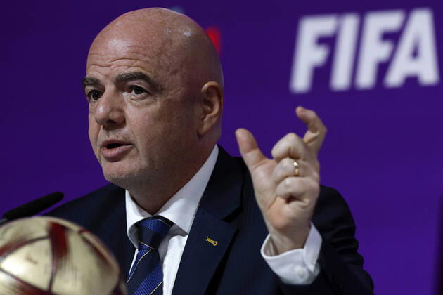 FIFA s President, Swiss Gianni Infantino, addresses a press conference, PK, Pressekonferenz in Doha, Qatar, 16 December 2022. Infantino said that FIFA s World Cup Qatar 2022 has been a great success . The final between Argentina and France is to be played on 18 December, and the match for the third and fourth place between Croatia and Morocco, on 17 December. Gianni Infantino s press conference !ACHTUNG: NUR REDAKTIONELLE NUTZUNG! Copyright: xAlbertoxEstevezx EVE2295 20221216-f659b72e85bc4576f6fee283053c8b952d020996