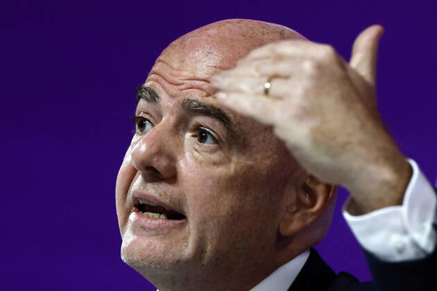 FIFA s President, Swiss Gianni Infantino, addresses a press conference, PK, Pressekonferenz in Doha, Qatar, 16 December 2022. Infantino said that FIFA s World Cup Qatar 2022 has been a great success . The final between Argentina and France is to be played on 18 December, and the match for the third and fourth place between Croatia and Morocco, on 17 December. Gianni Infantino s press conference !ACHTUNG: NUR REDAKTIONELLE NUTZUNG! Copyright: xAlbertoxEstevezx EVE2301 20221216-2412fb28b55a46b99ec8f7cb7237295bec8f200d