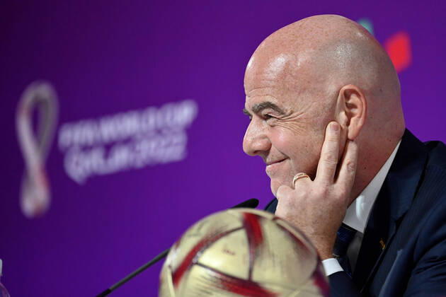 FIFA President Gianni INFANTINO, gesture,lateral,profile, single image,cropped single subject,portrait,portrait FIFA Press Conference on 16 22 2022 Closing Press Conference Football World Cup 20122 in Qatar from 20 11 18 12 2022