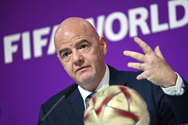 FIFA President Gianni INFANTINO, gesture, single image,cropped single image,portrait,portrait FIFA Press Conference on 16 22 2022 Closing Press Conference Football World Cup 20122 in Qatar from 20 11 18 12 2022