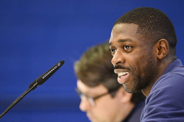DEMBELE Ousmane (FRA) FOOTBALL : Conference de presse de l equipe de France - coupe du Monde Qatar 2022 - 16 12 2022 JBAutissier Panoramic 