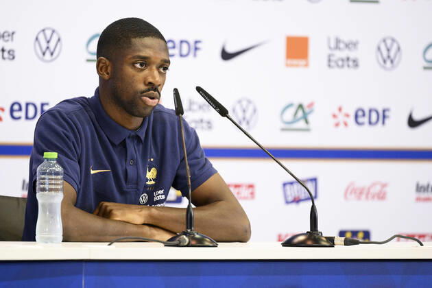 DEMBELE Ousmane (FRA) FOOTBALL : Conference de presse de l equipe de France - coupe du Monde Qatar 2022 - 16 12 2022 JBAutissier Panoramic 