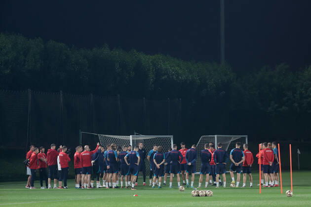 Croatia s players participate in their national team, Nationalteam s training session in Doha, Qatar, 16 December 2022. Croatia is to face Morocco on 17 December in a match for the 3rd and 4th place in the FIFA World Cup, WM, Weltmeisterschaft, Fussball 2022. Croatia s trainning session !ACHTUNG: NUR REDAKTIONELLE NUTZUNG! Copyright: xJUANxIGNACIOxRONCORONIx EVE2310 20221216-0e671fa97633c384a056f6db6f62300159fe86bd