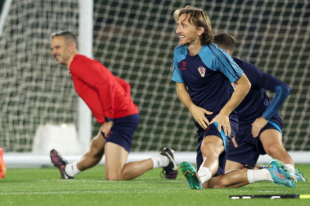 Training of the Croatian national football team Luka Modric during the training of the Croatian national football team at Al Esal 3 camp the day before the match against Morocco in Doha, Qatar on December 16, 2022. GoranxStanzl PIXSELL