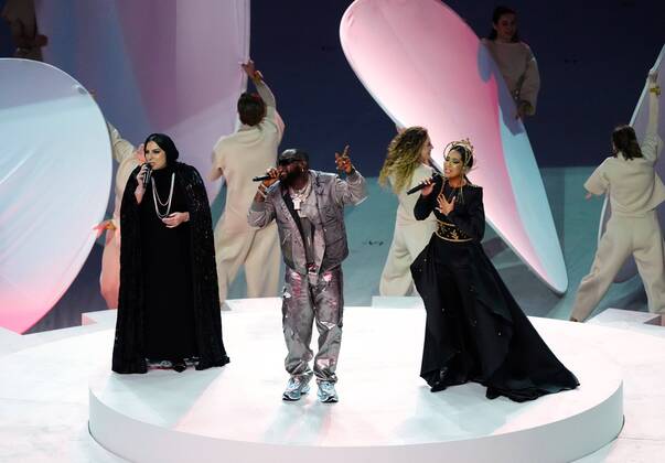 Mandatory Credit: Photo by Javier Garcia Shutterstock (13670815w) Performers during the closing ceremony Argentina v France, FIFA World Cup, WM, Weltmeisterschaft, Fussball 2022, Final, Football, Lusail Stadium, Al Daayen, Qatar - 18 Dec 2022 Editorial Use Only Argentina v France, FIFA World Cup 2022, Final, Football, Lusail Stadium, Al Daayen, Qatar - 18 Dec 2022 Editorial Use Only Copyright: xJavierxGarcia Shutterstockx 13670815w