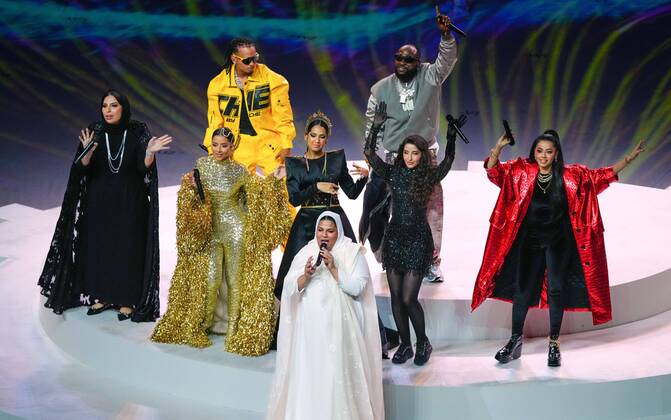Mandatory Credit: Photo by Javier Garcia Shutterstock (13670815y) Performers during the closing ceremony Argentina v France, FIFA World Cup, WM, Weltmeisterschaft, Fussball 2022, Final, Football, Lusail Stadium, Al Daayen, Qatar - 18 Dec 2022 Editorial Use Only Argentina v France, FIFA World Cup 2022, Final, Football, Lusail Stadium, Al Daayen, Qatar - 18 Dec 2022 Editorial Use Only Copyright: xJavierxGarcia Shutterstockx 13670815y