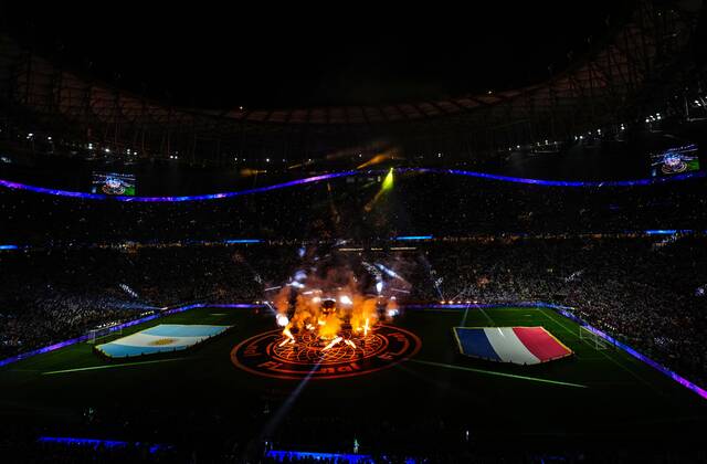 Mandatory Credit: Photo by Javier Garcia Shutterstock (13670815an) Pre-match atmosphere Argentina v France, FIFA World Cup, WM, Weltmeisterschaft, Fussball 2022, Final, Football, Lusail Stadium, Al Daayen, Qatar - 18 Dec 2022 Editorial Use Only Argentina v France, FIFA World Cup 2022, Final, Football, Lusail Stadium, Al Daayen, Qatar - 18 Dec 2022 Editorial Use Only  Copyright: xJavierxGarcia Shutterstockx 13670815an
