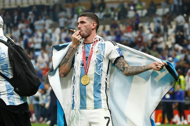 Rodrigo De Paul (ARG), DECEMBER 18, 2022 - Football Soccer : De Paul celebrate after winning FIFA World Cup, WM, Weltmeisterschaft, Fussball Qatar 2022 final match between Argentina 3 (PSO 4-2) 3 France at the Lusail Stadium in Al Daayen, Qatar. Noxthirdxpartyxsales (206639890)