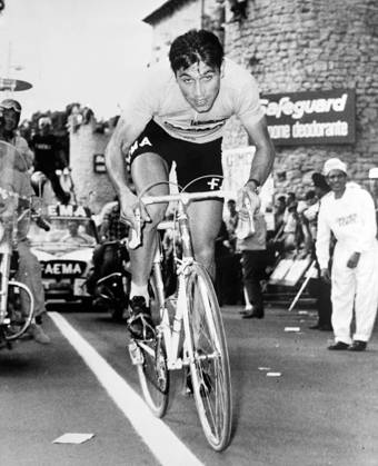 PALUPI Belgium s Eddy Merckx in action to win the 15th lap of the 52nd Cycling Tour of Italy ( Giro d Italia ) in San marino 30 May 1969 . On 2 June Merckx , who was the leading the tour , was disqualified on a dope test Italy  Copyright: xTopFotox 1410140