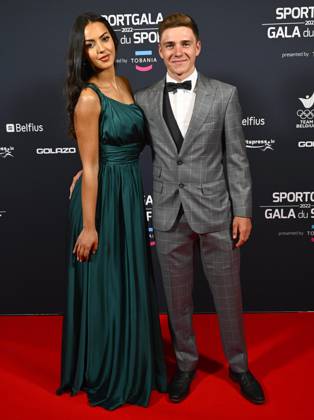 ANTWERPEN, BELGIUM - JANUARY 06 : EVENEPOEL Remco and his wife Oumii pictured during the annual sports gala awards 2022 on January 6, 2023 in Antwerpen, Belgium, 6 01 2023 ( Sports gala awards 2022 PhotoNews Panoramic