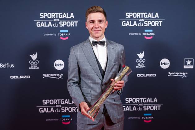 Belgian road cyclist Remco Evenepoel wins Sportman van het jaar Sportif de l annee award during the Sportgala award show, to announce the women and men of the year 2022, Friday 06 January 2023 in Antwerp. KURTxDESPLENTER  x57920761x