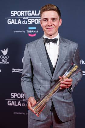 Belgian road cyclist Remco Evenepoel wins Sportman van het jaar Sportif de l annee award during the Sportgala award show, to announce the women and men of the year 2022, Friday 06 January 2023 in Antwerp. KURTxDESPLENTER  x57920762x
