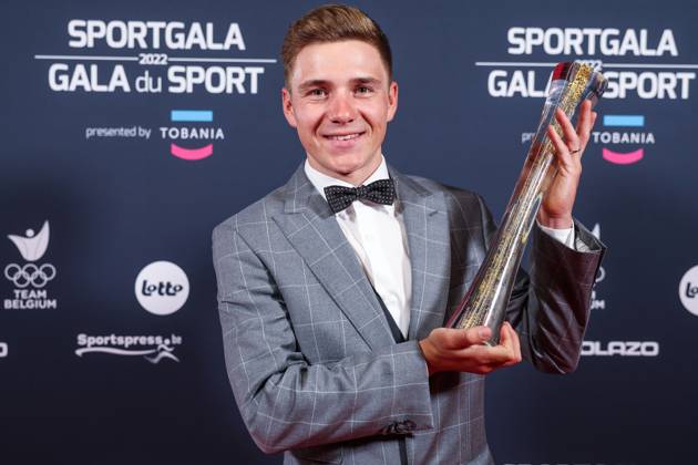 Belgian road cyclist Remco Evenepoel wins Sportman van het jaar Sportif de l annee award during the Sportgala award show, to announce the women and men of the year 2022, Friday 06 January 2023 in Antwerp. KURTxDESPLENTER  x57920958x
