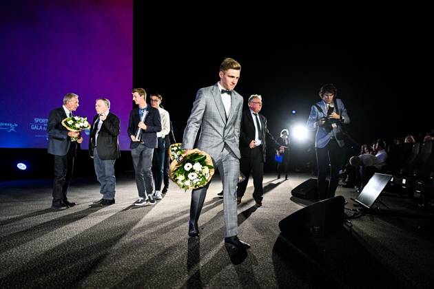 Belgian road cyclist Remco Evenepoel wins Sportman van het jaar Sportif de l annee award during the Sportgala award show, to announce the women and men of the year 2022, Friday 06 January 2023 in Antwerp. JASPERxJACOBS  x57921064x