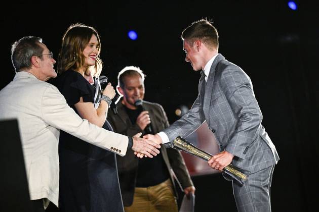 Belgian road cyclist Remco Evenepoel wins Sportman van het jaar Sportif de l annee award during the Sportgala award show, to announce the women and men of the year 2022, Friday 06 January 2023 in Antwerp. JASPERxJACOBS  x57922594x