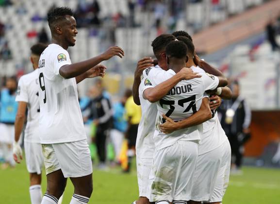 CHAN 2023 In Algeria Libya players celebrate after scoring a goal during the Group A match of the 7th CHAN-2022 African Nations Championship (postponed to 2023), only for local players, at the Nelson Mandela stadium in Algiers, Algeria on 17 January 2023 Algiers Algeria  Copyright: xAPPx originalFilename:app-notitle230117_npcJH.jpg