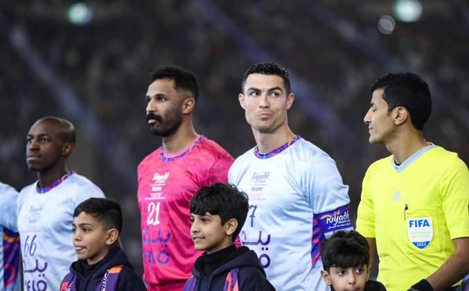 Riyadh All-Star XI vs Paris Saint-Germain FC Cristiano Ronaldo smiles prior the Riyadh All-Star XI vs Paris Saint-Germain FC at King Fahd Stadium on January 19, 2023 in Riyadh, Saudi Arabia. Riyadh King Fahd Stadium Saudi Arabia Copyright: xStringerx 2023.01.19_PSI03235.GS.WEST_HOA_002052
