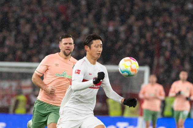v li Niklas Fuellkrug SV Werder Bremen, 11 , Hiroki Ito VfB Stuttgart, 21 , VfB Stuttgart vs SV Werder Bremen, Football, Men, 1 Bundesliga, 19 Matchday, Season 22 23, GER, 05 02 2023, DFL DFB REGULATES PROHIBIT ANY USE OF PHOTOGRAPHS AS IMAGE SEQUENCES AND OR QUASI VIDEO, VfB Stuttgart vs SV Werder Bremen, Football, Men, 1 Bundesliga, 19 Matchday, Season 22 23, GER, 05 02 2023 Stuttgart Copyright: xEibner-Pressefoto WolfgangxFrankx EP_EER