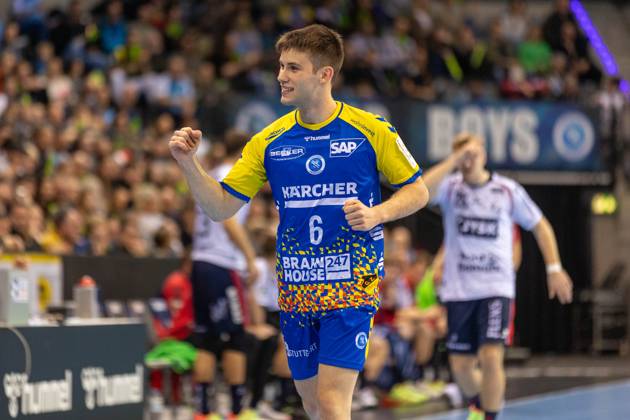 Daniel Fernandez TVB Stuttgart, 06 cheers rejoices, positive emotions GER, TVB Stuttgart vs SG Flensburg Handewitt, handball, Liqui Moly HBL, Handball Bundesliga, 19 Spieltag, Spielzeit 2022 2023, 12 02 2023 GER, TVB Stuttgart vs SG Flensburg Handewitt, handball, Liqui Moly HBL, Handball Bundesliga, 19 Spieltag, Spielzeit 2022 2023, 12 02 2023 Stuttgart Copyright: xEibnerxPressefotox xOliverxSchmix EP_OST