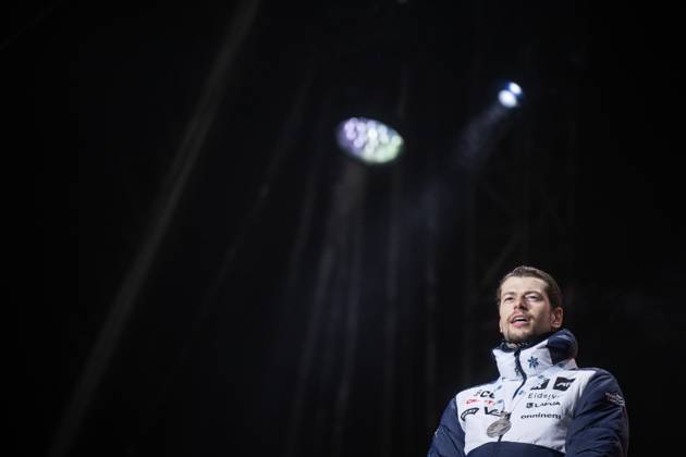 230212 Sturla Holm Laegreid of Norway celebrates with his silver medal at a medal ceremony during the IBU Biathlon World Championships on February 12, 2023 in Oberhof Photo Mathias Bergeld BILDBYRAN code MB MB0546 biathlon biathlon biathlon biathlon world championships ibu world championships biathlon world championships medal ceremony medal ceremony day 5 bbeng, Copyright: MATHIASxBERGELD BB230212MB235