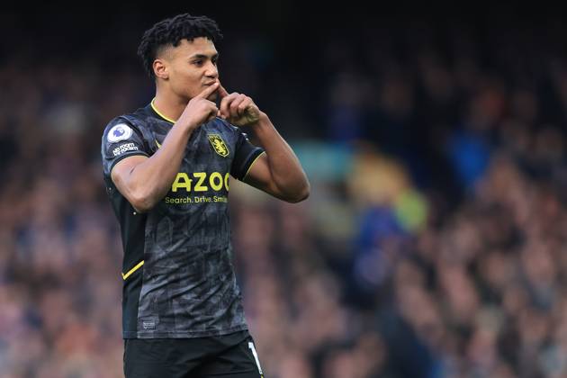 Fußball Premier League Everton gegen Aston Villa 25. Februar 2023 Premier League Everton gegen Aston Villa Ollie Watkins von Aston Villa jubelt nach seinem ersten Tor Foto Simon Stacpoole Abseits Liverpool UK Copyright: xSimonxStacpoolexOffside