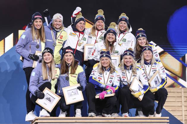 Ski Nordisch, WM in Planica, Langlauf, 4,5km Staffel der Frauen, Siegerehrung