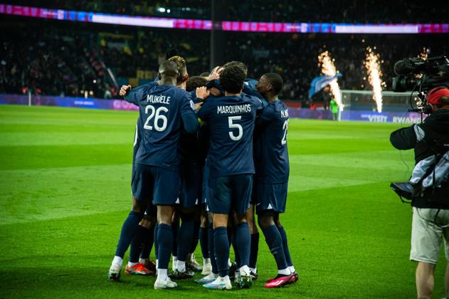 Joie des joueurs du Paris SG aprÃ s le but de Danilo Pereira (Paris SG) FOOTBALL : Paris Saint Germain - FC Nantes - Ligue 1 - JournÃ e 26 - 04 03 2023 BaptisteAutissier Panoramic