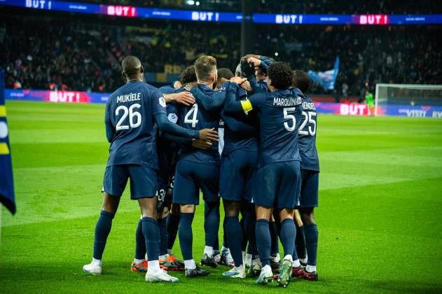 Joie des joueurs du Paris SG aprÃ s le but de Danilo Pereira (Paris SG) FOOTBALL : Paris Saint Germain - FC Nantes - Ligue 1 - JournÃ e 26 - 04 03 2023 BaptisteAutissier Panoramic