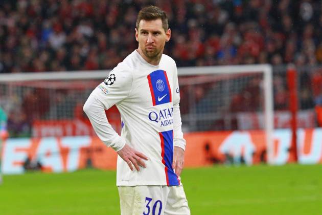 30 Lionel Messi PSG is perplexed, dissatisfied, portrait, gestures, gesticulates, desperate, desperation, football UEFA Champions League FC Bayern Muenchen Paris Saint Germain Allianz Arena 08 03 2023 PHOTO Mladen Lackovic LakoPress
