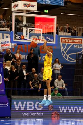 14 03 2023, easyCredit Basketball Bundesliga, BBL, season 2022 2023, men, Syntainics MBC Alba Berlin, 19, Louis Olinde, Alba Berlin at Dunk Weißenfels Stadthalle Sachsen Anhalt Germany